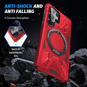 For Samsung Galaxy S25 Ultra 5G MagSafe Magnetic Shockproof Phone Case with Ring Holder(Red)
