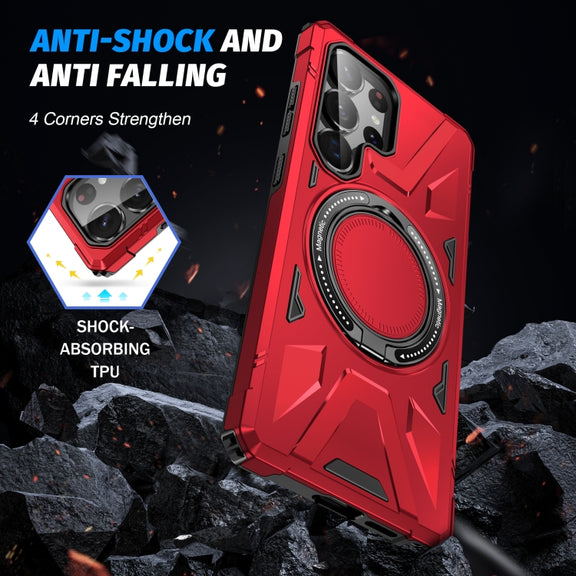 For Samsung Galaxy S25 Ultra 5G MagSafe Magnetic Shockproof Phone Case with Ring Holder(Red)