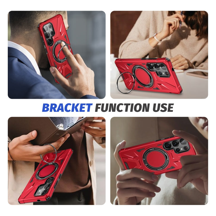 For Samsung Galaxy S25 Ultra 5G MagSafe Magnetic Shockproof Phone Case with Ring Holder(Red)