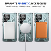 For Samsung Galaxy S25 Ultra 5G MagSafe Magnetic Shockproof Phone Case with Ring Holder(Green)