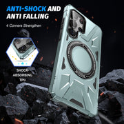 For Samsung Galaxy S25 Ultra 5G MagSafe Magnetic Shockproof Phone Case with Ring Holder(Green)