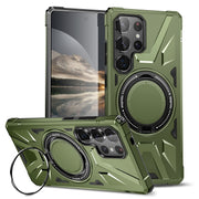 For Samsung Galaxy S25 Ultra 5G MagSafe Magnetic Shockproof Phone Case with Ring Holder(Dark Green)