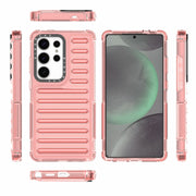 For Samsung Galaxy S25 Ultra 5G High Transparency TPU Hybrid PC Airbag Phone Case(Peach Red)