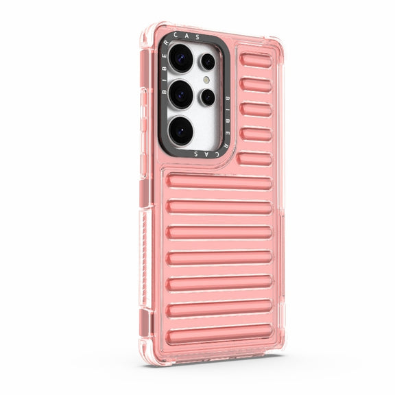For Samsung Galaxy S25 Ultra 5G High Transparency TPU Hybrid PC Airbag Phone Case(Peach Red)