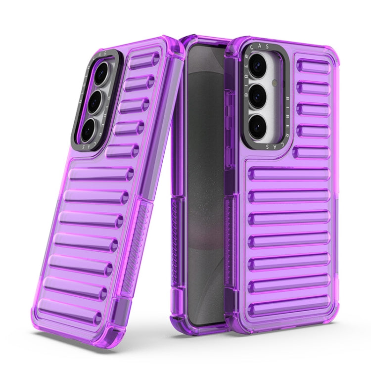 For Samsung Galaxy S25+ 5G High Transparency TPU Hybrid PC Airbag Phone Case(Transparent Purple)
