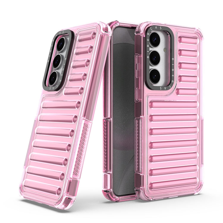 For Samsung Galaxy S25+ 5G High Transparency TPU Hybrid PC Airbag Phone Case(Pink)