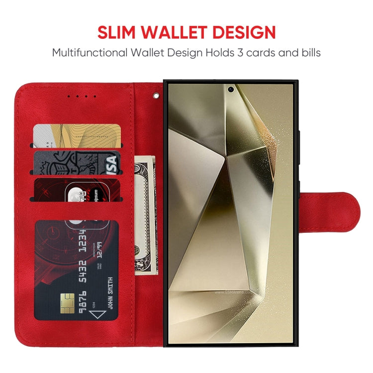 For Samsung Galaxy S25 Ultra 5G Skin Feel Geometric Lines Leather Phone Case(Red)