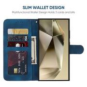 For Samsung Galaxy S25 Ultra 5G Skin Feel Geometric Lines Leather Phone Case(Blue)