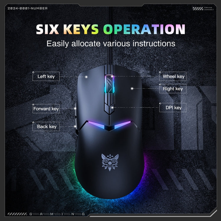 ONIKUMA CW929 RGB 6400DPI Wired Mouse(Black)