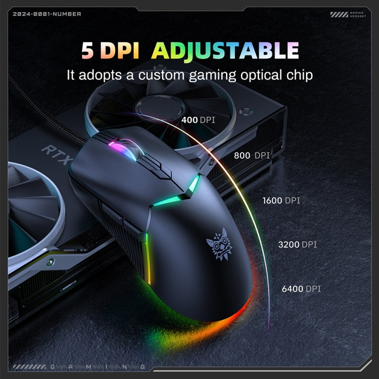 ONIKUMA CW929 RGB 6400DPI Wired Mouse(Black)