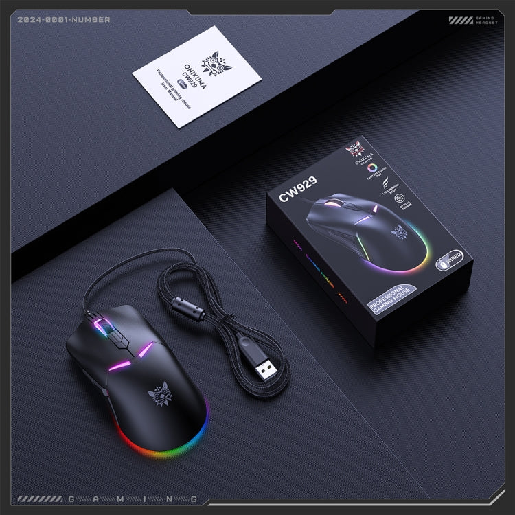 ONIKUMA CW929 RGB 6400DPI Wired Mouse(Black)