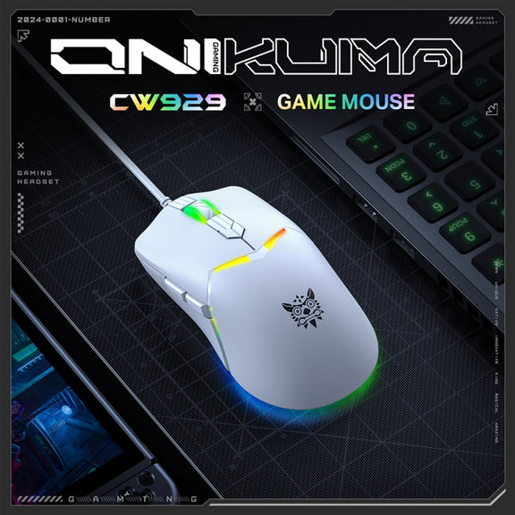 ONIKUMA CW929 RGB 6400DPI Wired Mouse(White)
