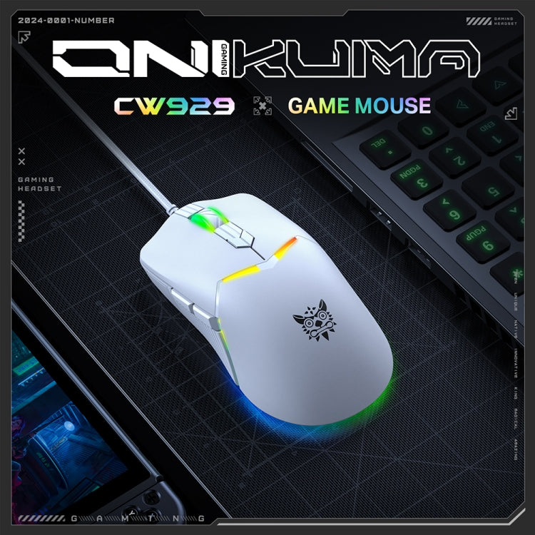 ONIKUMA CW929 RGB 6400DPI Wired Mouse(White)