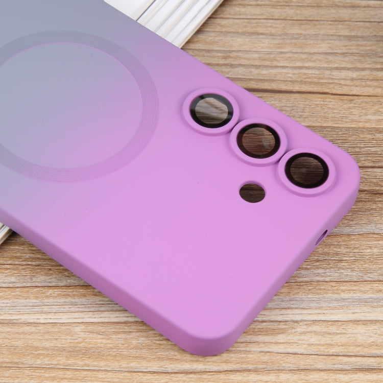 For Samsung Galaxy S25 5G Liquid TPU Silicone Gradient MagSafe Phone Case(Purple Grey)