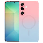 For Samsung Galaxy S25 5G Liquid TPU Silicone Gradient MagSafe Phone Case(Pink Blue)