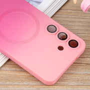 For Samsung Galaxy S25+ 5G Liquid TPU Silicone Gradient MagSafe Phone Case(Pink Red)