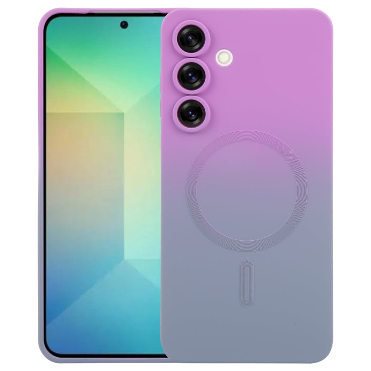 For Samsung Galaxy S25+ 5G Liquid TPU Silicone Gradient MagSafe Phone Case(Purple Grey)