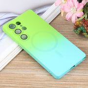 For Samsung Galaxy S25 Ultra 5G Liquid TPU Silicone Gradient MagSafe Phone Case(Cyan Blue)