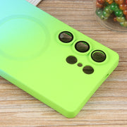 For Samsung Galaxy S25 Ultra 5G Liquid TPU Silicone Gradient MagSafe Phone Case(Cyan Blue)