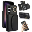 For Samsung Galaxy S25+ 5G Ring Holder Card Bag Skin Feel Phone Case(Black) - free shipping - PMC Jewellery - Order now!