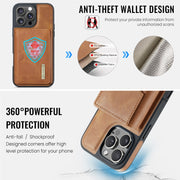 For iPhone 16 Pro Max DG.MING M6 Series RFID Tri-fold Card Bag Removable Leather Phone Case(Brown)