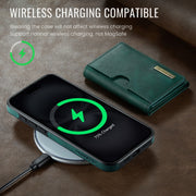 For iPhone 16 Plus DG.MING M6 Series RFID Tri-fold Card Bag Removable Leather Phone Case(Green)