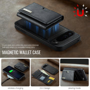 For Google Pixel 9 Pro XL DG.MING M6 Series RFID Tri-fold Card Bag Removable Leather Phone Case(Black)