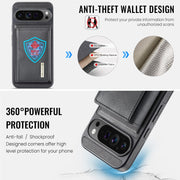 For Google Pixel 9 Pro XL DG.MING M6 Series RFID Tri-fold Card Bag Removable Leather Phone Case(Black)