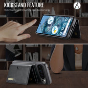 For Google Pixel 9 Pro XL DG.MING M6 Series RFID Tri-fold Card Bag Removable Leather Phone Case(Black)