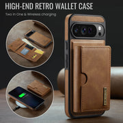 For Google Pixel 9 Pro XL DG.MING M6 Series RFID Tri-fold Card Bag Removable Leather Phone Case(Brown)