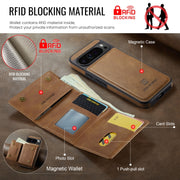 For Google Pixel 9 Pro XL DG.MING M6 Series RFID Tri-fold Card Bag Removable Leather Phone Case(Brown)
