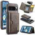 For Google Pixel 9 Pro XL DG.MING M6 Series RFID Tri-fold Card Bag Removable Leather Phone Case(Coffee) - Google Cases by DG.MING | Online Shopping South Africa | PMC TechLife | Buy Now Pay Later Mobicred