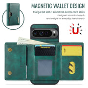 For Google Pixel 9 Pro XL DG.MING M6 Series RFID Tri-fold Card Bag Removable Leather Phone Case(Green)