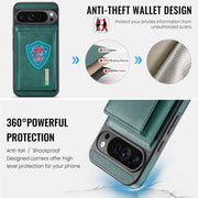For Google Pixel 9 Pro XL DG.MING M6 Series RFID Tri-fold Card Bag Removable Leather Phone Case(Green)