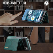 For Google Pixel 9 Pro XL DG.MING M6 Series RFID Tri-fold Card Bag Removable Leather Phone Case(Green)