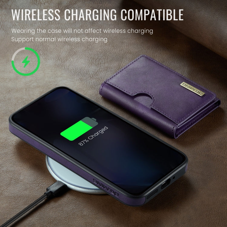 For Google Pixel 9 Pro XL DG.MING M6 Series RFID Tri-fold Card Bag Removable Leather Phone Case(Purple)