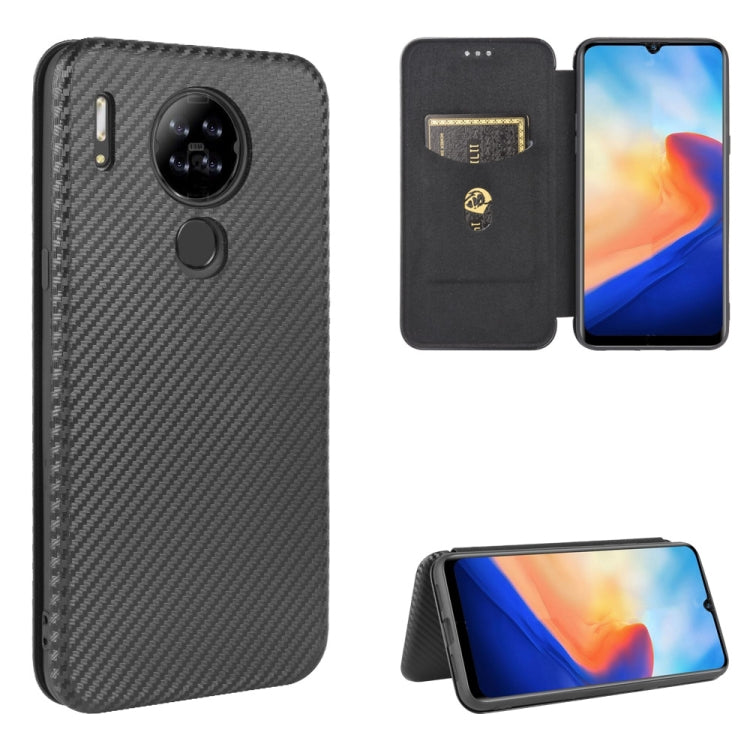 For Blackview A80 Carbon Fiber Texture Horizontal Flip TPU + PC + PU Leather Case with Card Slot(Black)