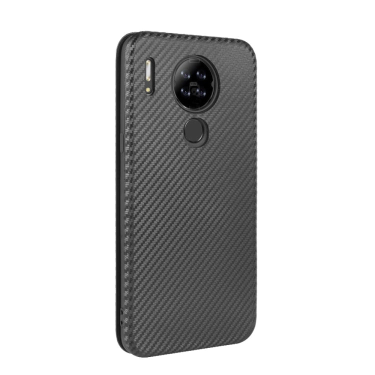 For Blackview A80 Carbon Fiber Texture Horizontal Flip TPU + PC + PU Leather Case with Card Slot(Black)