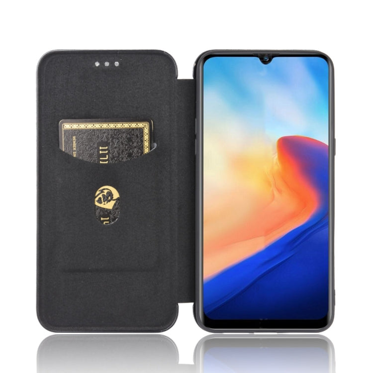 For Blackview A80 Carbon Fiber Texture Horizontal Flip TPU + PC + PU Leather Case with Card Slot(Black)
