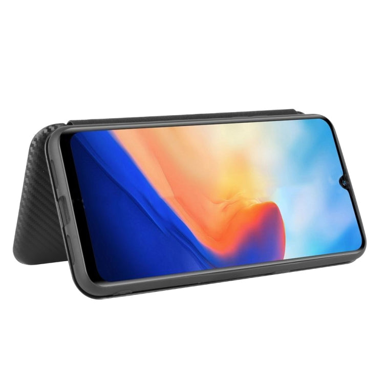 For Blackview A80 Carbon Fiber Texture Horizontal Flip TPU + PC + PU Leather Case with Card Slot(Black)