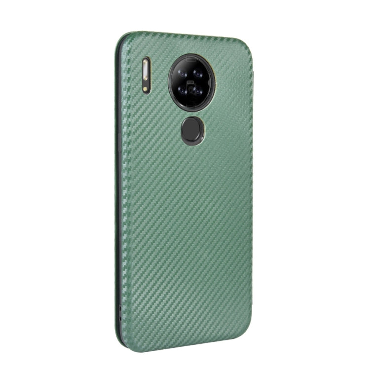 For Blackview A80 Carbon Fiber Texture Horizontal Flip TPU + PC + PU Leather Case with Card Slot(Green)