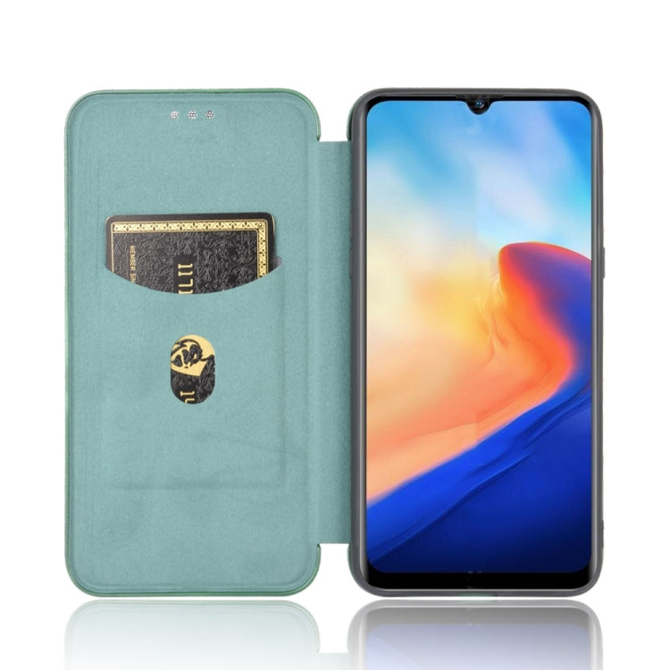For Blackview A80 Carbon Fiber Texture Horizontal Flip TPU + PC + PU Leather Case with Card Slot(Green)