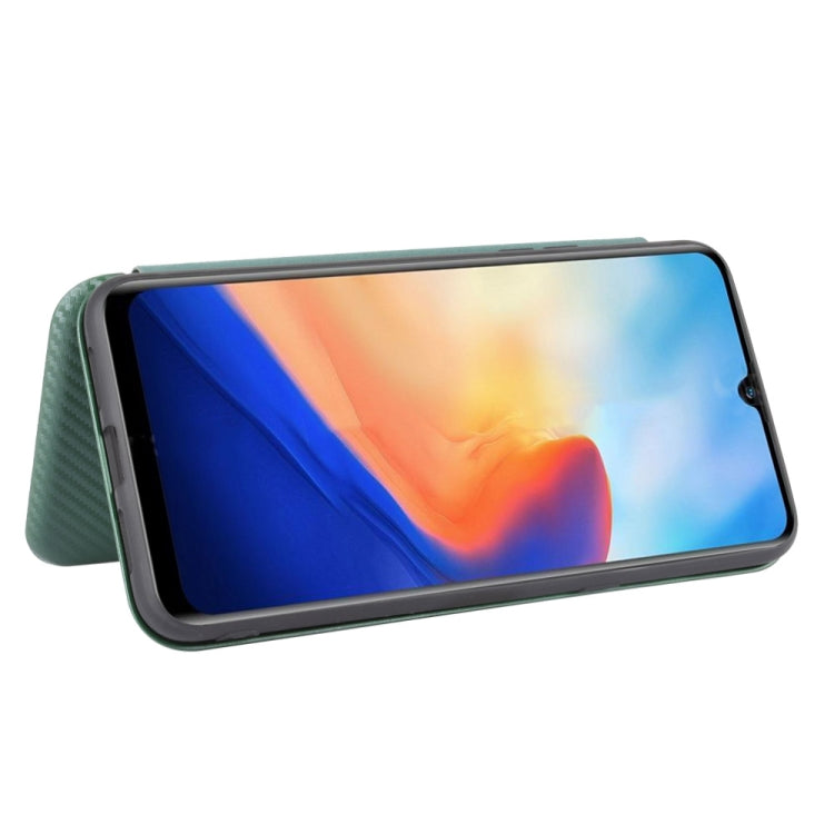 For Blackview A80 Carbon Fiber Texture Horizontal Flip TPU + PC + PU Leather Case with Card Slot(Green)