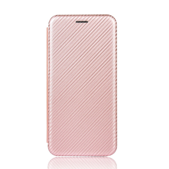 For Blackview A80 Carbon Fiber Texture Horizontal Flip TPU + PC + PU Leather Case with Card Slot(Pink)