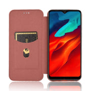 For Blackview A80 Pro Carbon Fiber Texture Horizontal Flip TPU + PC + PU Leather Case with Card Slot(Brown)