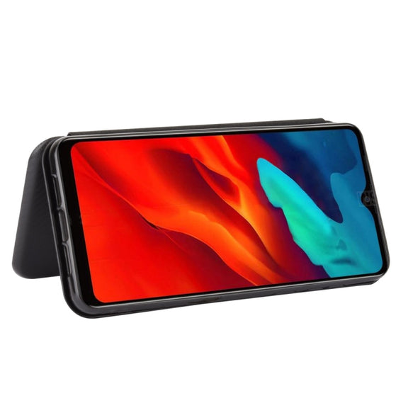 For Blackview A80 Pro Carbon Fiber Texture Horizontal Flip TPU + PC + PU Leather Case with Card Slot(Black)