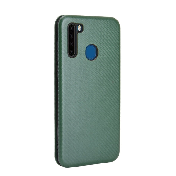For Blackview A80 Pro Carbon Fiber Texture Horizontal Flip TPU + PC + PU Leather Case with Card Slot(Green)