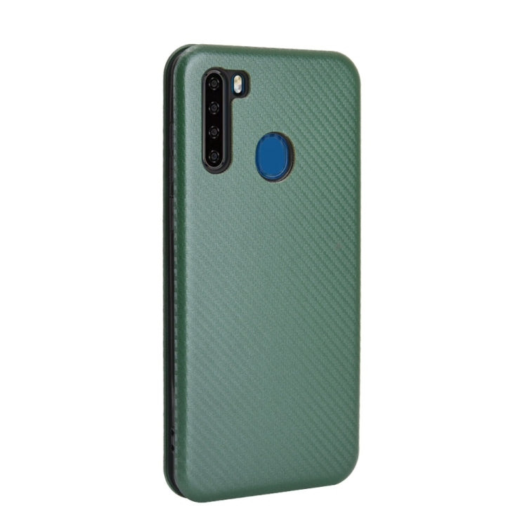 For Blackview A80 Pro Carbon Fiber Texture Horizontal Flip TPU + PC + PU Leather Case with Card Slot(Green)