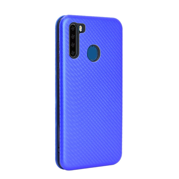 For Blackview A80 Pro Carbon Fiber Texture Horizontal Flip TPU + PC + PU Leather Case with Card Slot(Blue)