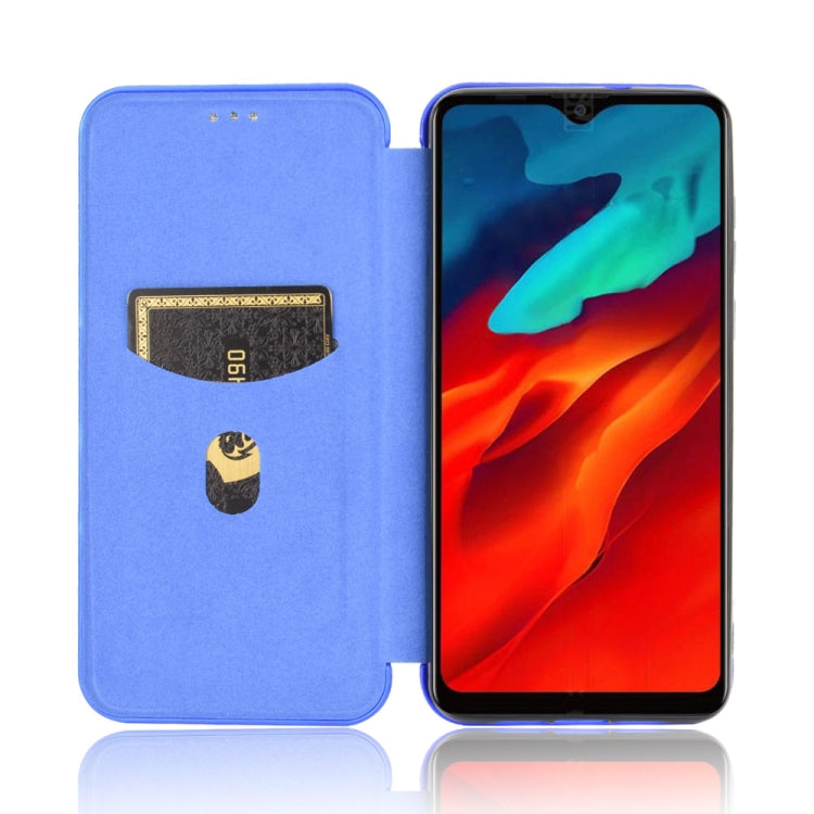 For Blackview A80 Pro Carbon Fiber Texture Horizontal Flip TPU + PC + PU Leather Case with Card Slot(Blue)